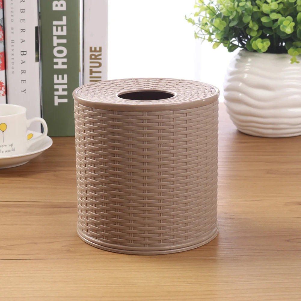 Plastic Tissue Box Holder Kitchen Living Room Simulation Rattan Tissue Storage Box Toilet Bathroom Roll Paper Rack Container