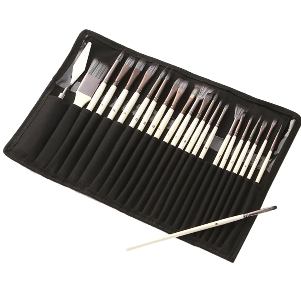 

24 Pcs Sector Nylon Hair Brush Set Child Paint Brushes and Wooden for Canvas Painting