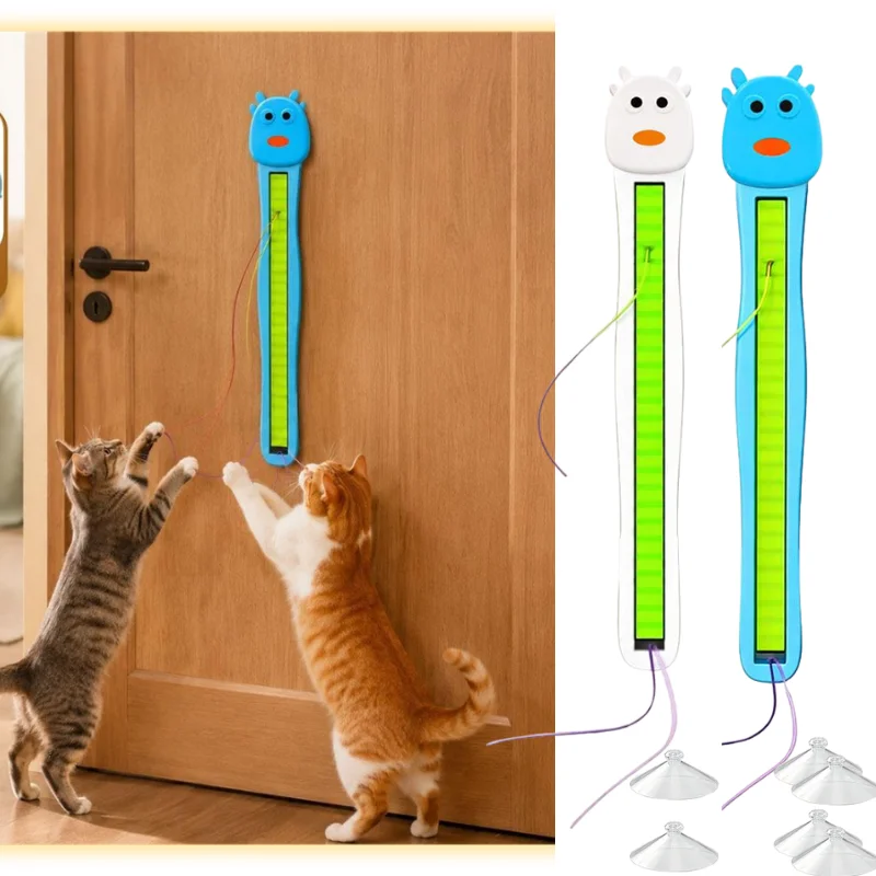 Multicolor Wall Sticky Cat String Toy Hanging Elastic Rope Play Stick Interactive Exercise Toy For Cat Daily Entertainment