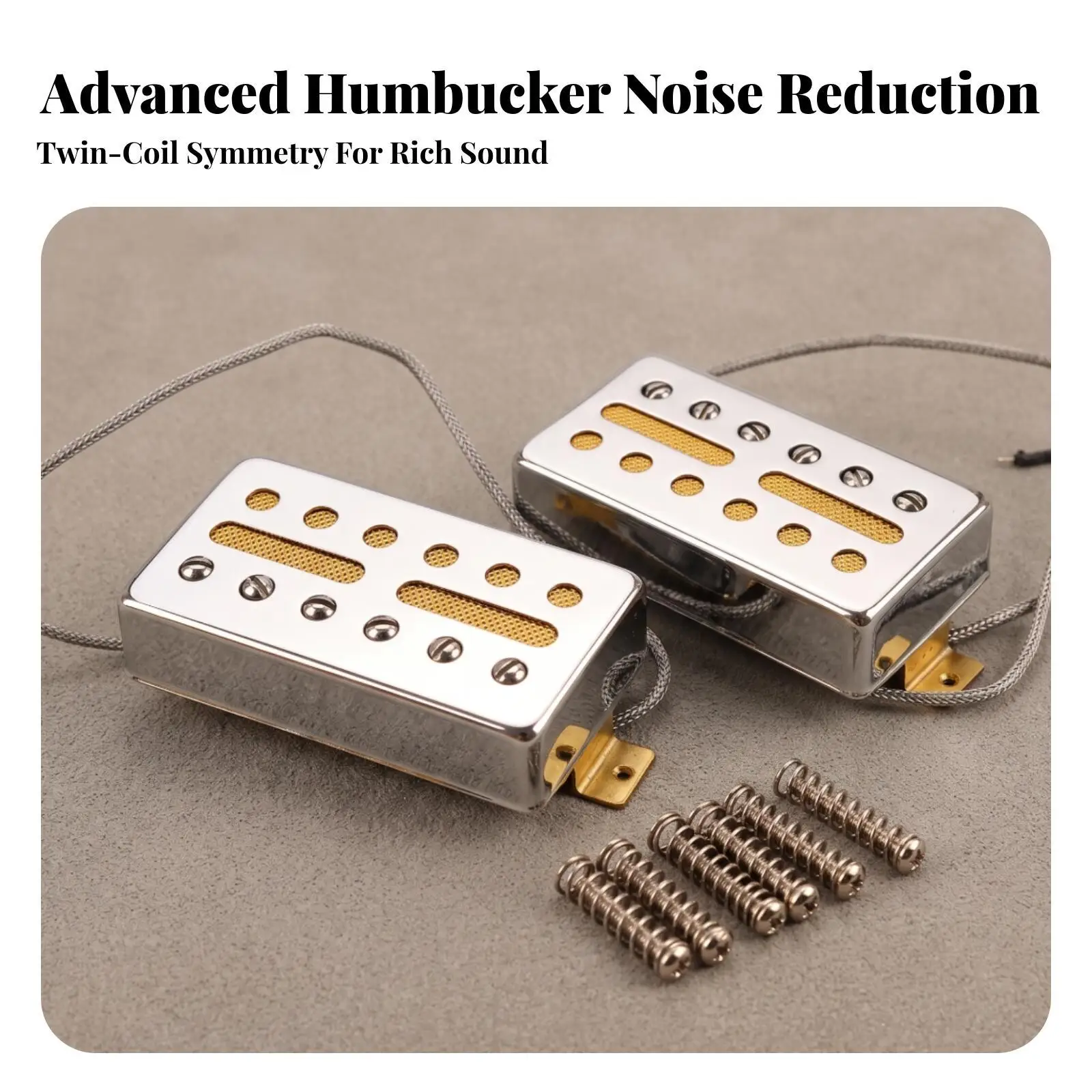 Humbucker Electric Guitar Pickup Chrome with Gold Screws for Jazz Bass Guitar Bridge Single Coil Size Replacement