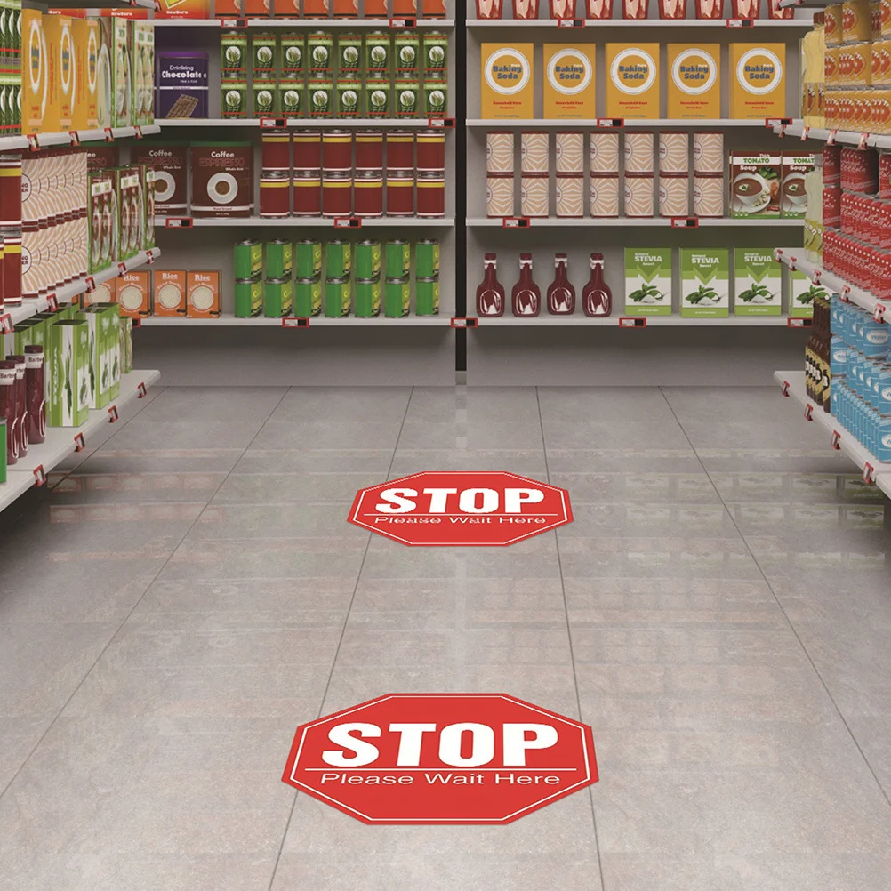 

5 Sheets Self Adhesive Keep Distance Sticker for Public Places Reminding Floor Decal Smooth Surface Application Safety Sign