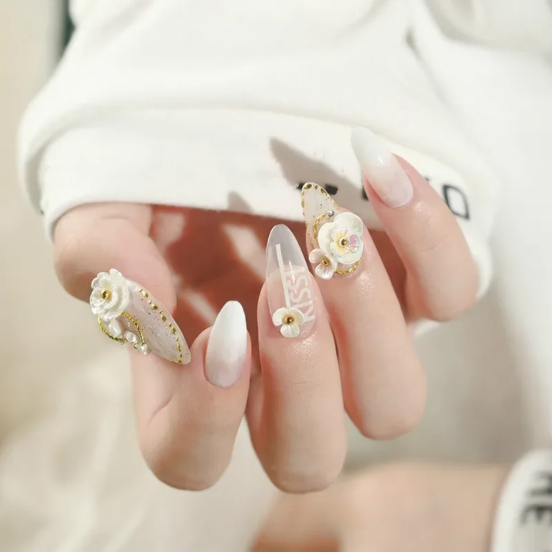 화이트 3D 네일 쉘 플라워 스톤 네일 아트 스팽글 네일 UV 젤 폴리쉬 네일 플레이크 장식 네일 액세서리 1박스 신상품