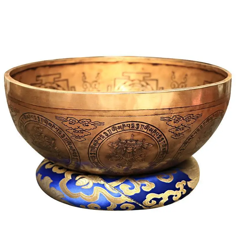 Nepal Handmade Buddha Singing Bowl Yoga Meditation Chanting Bowl Copper Handicraft Music Therapy Tibetan Singing Bowl