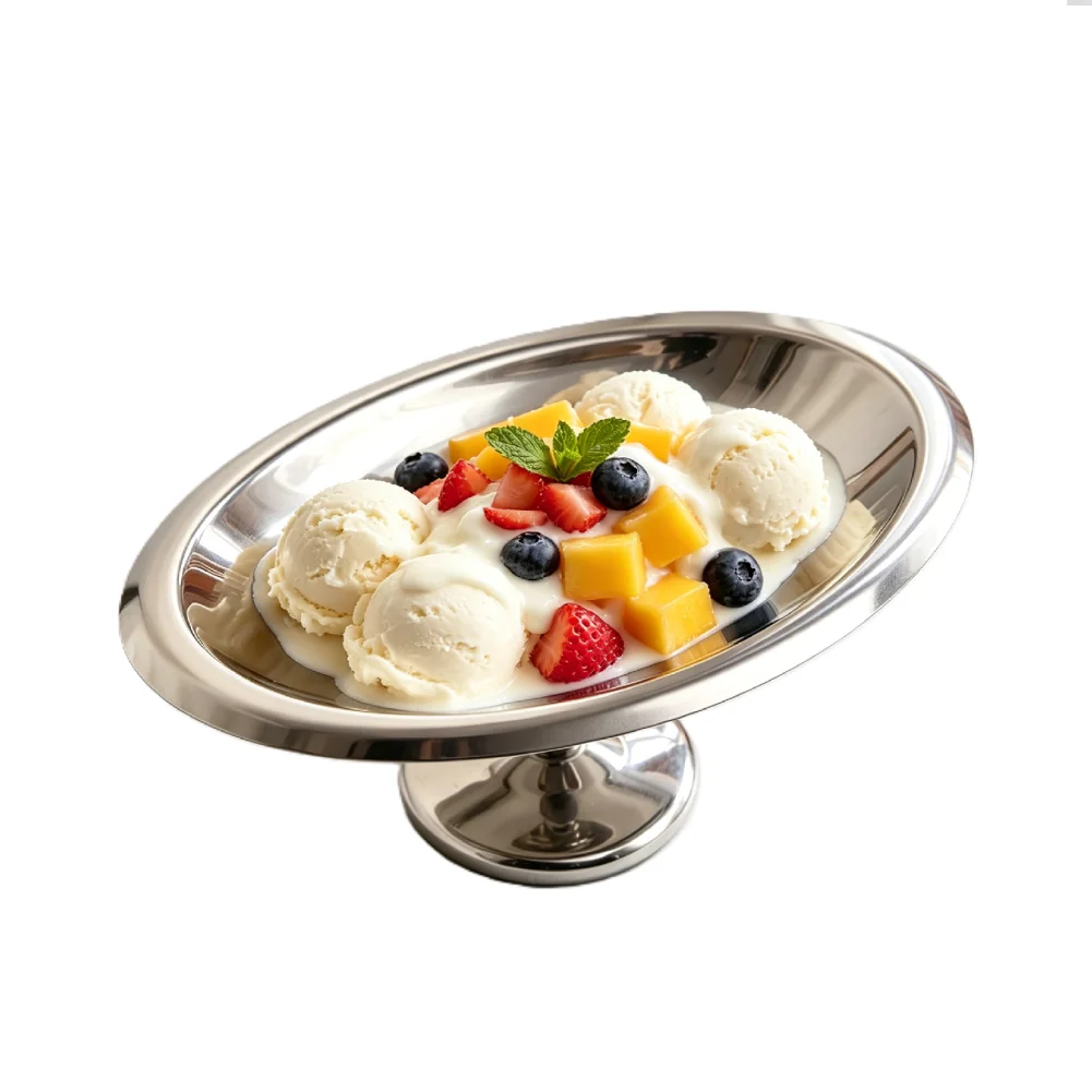Stainless Steel Cupcake Stand Oval Pedestal Dessert Server for Ice Cream Fruits Cookies Macarons Egg Tarts 17.5 x 6.3 x 7 cm