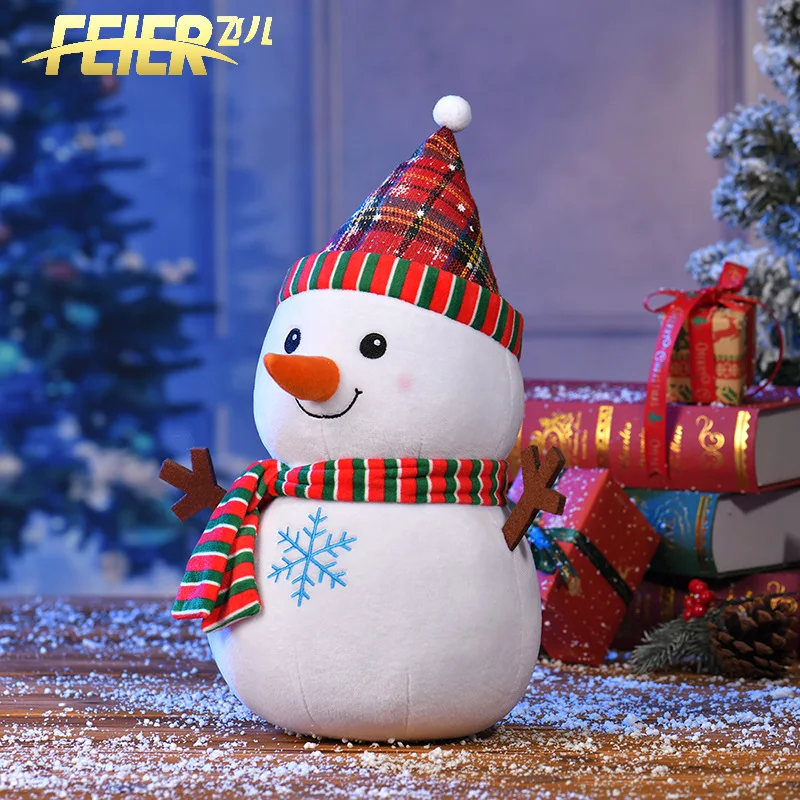 Oreiller en peluche bonhomme de neige de Noël mignon, père Noël, beurre en peluche, cadeau pour enfants, décoration de fête de Noël, cadeau d'anniversaire, 40cm