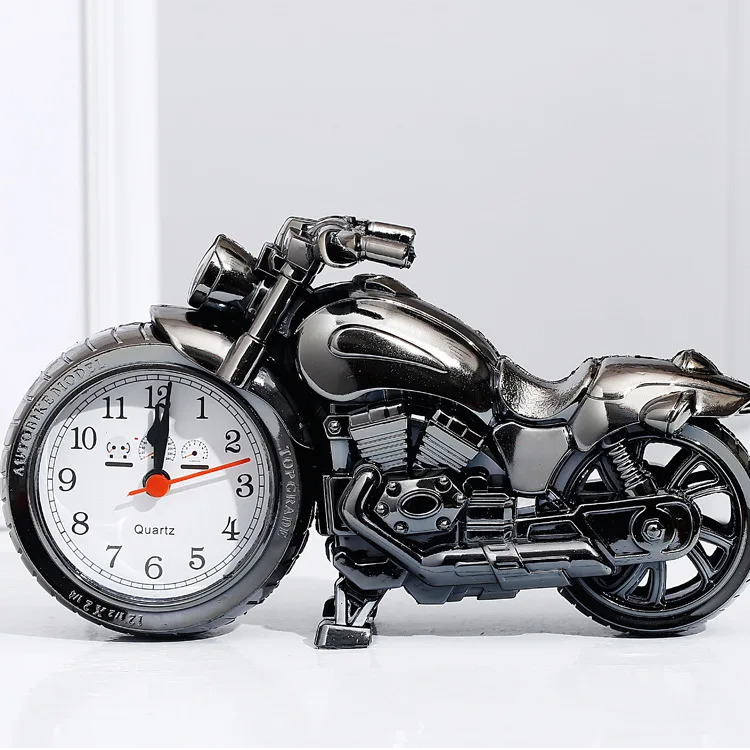 Vintage Alarm Clock Motorcycle Model Tabletop Desktop Alarm Clock Bedside Clock Home Decor for Office Bedroom Nightstand