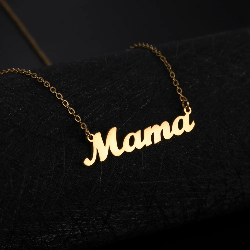 COOLTIME Mama wisiorek w kształcie liter naszyjnik dla mamy wisiorek ze stali nierdzewnej łańcuszek do obojczyka Choker biżuteria na dzień matki prezent urodzinowy
