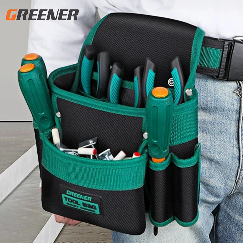 GREENER Versatile Heavy Duty Tool Waist Bag Oxford Cloth Belt Pouch Storage Organizer For Electrician Plumber Carpenter Repair