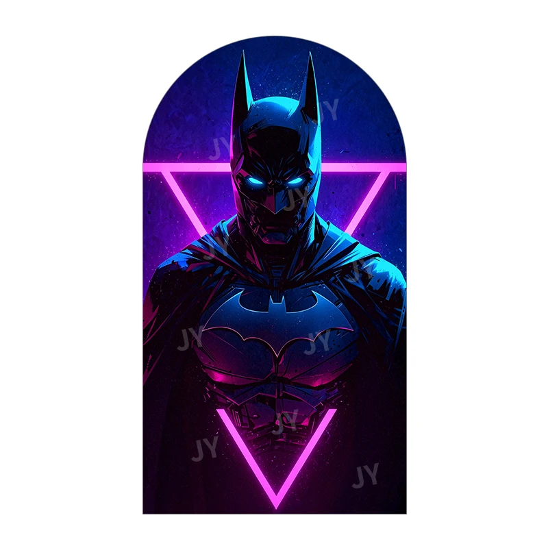 Batman Neon Cyber Theme Arch Backdrop Cover Purple Green Drip Cartoon Background For Kids Birthday Baby Shower Party Decoration - Image 4