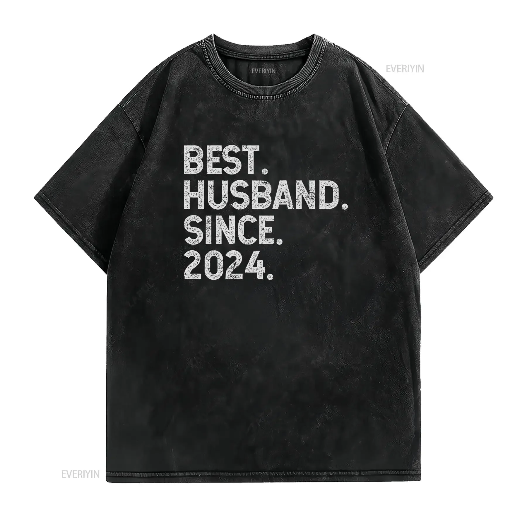 Best Husband Since 2024 for Men Wedding Anniversary Men's T Shirt EngagemenT Him Married from Wife Parents vintage Washed