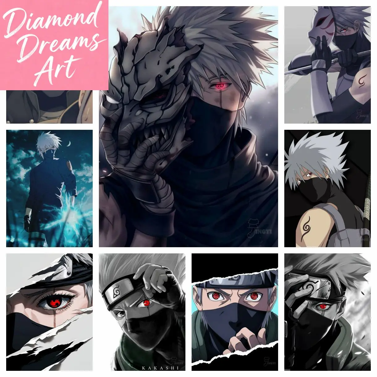 Frameless,Naruto Kakashi Kakashi DIY Japanese Anime Diamond 