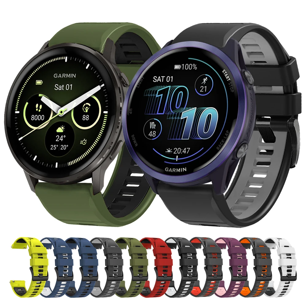 20mm 22mm Weiches Silikonarmband für Garmin D2 Air X15/Vivoactive 6 5 4/Forerunner 570 265 255 165 245 Music/Venu 4 3 2 Uhrenband