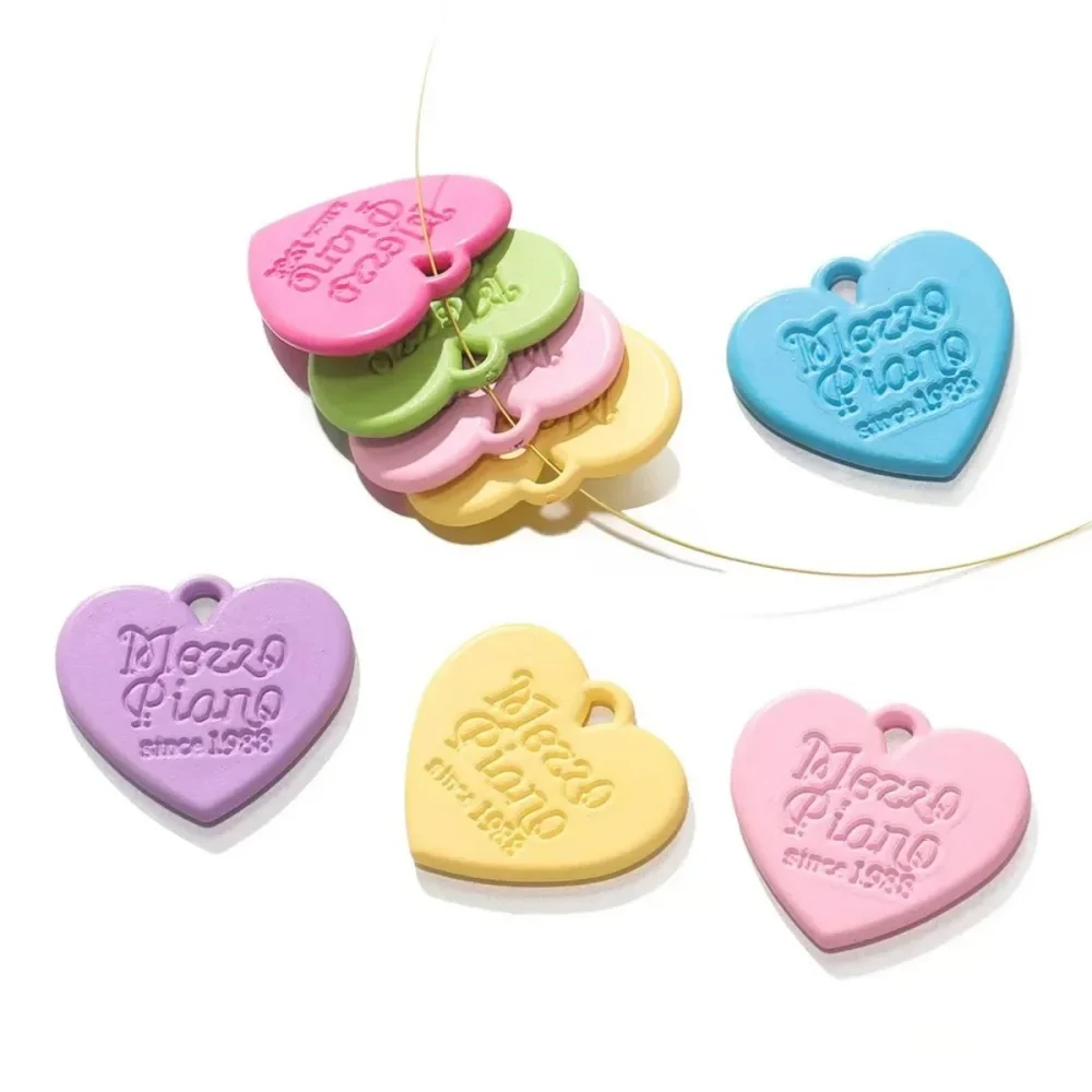 10pcs Candy Color Heart Pendants Charm for Handmade Bracelet Earrings Necklace Pendant DIY Jewelry Making Accessories Supplies