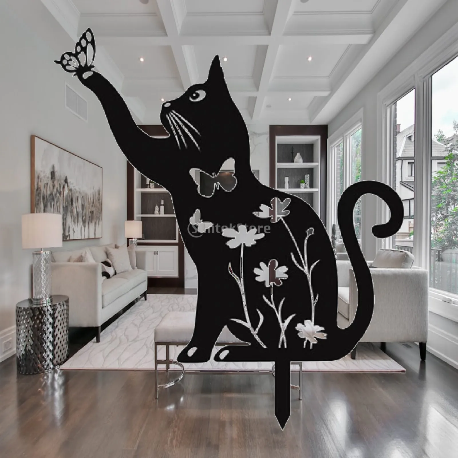 Cat Decorative Garden Stake Lawn Ornament Backyard Outdoor Animal Decor for Party Landscape Summer Courtyard