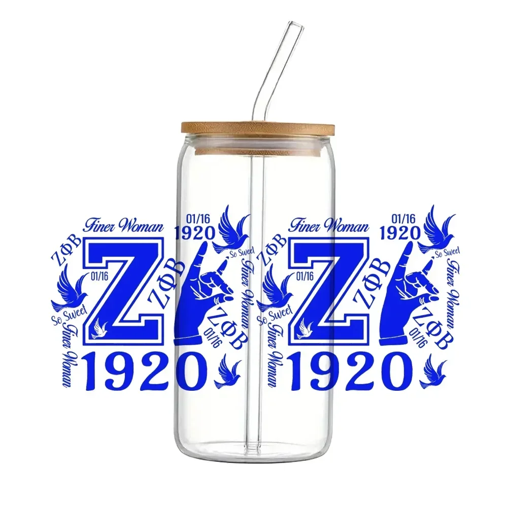 11x24cm Zeta Phi Beta Sorority ZFB Prinred UV DTF Printed Wrap Sticker for Cup Glass Can Waterproof 16oz Sticker