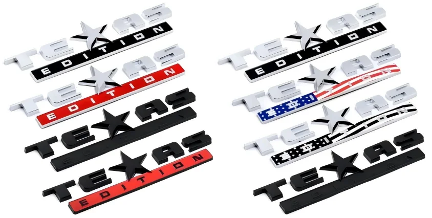 1X New TEXAS EDITION Letters US Flag Style Sticker Car 3D Writing Badge Emblem Decal Auto Part Exterior Decoration logo style