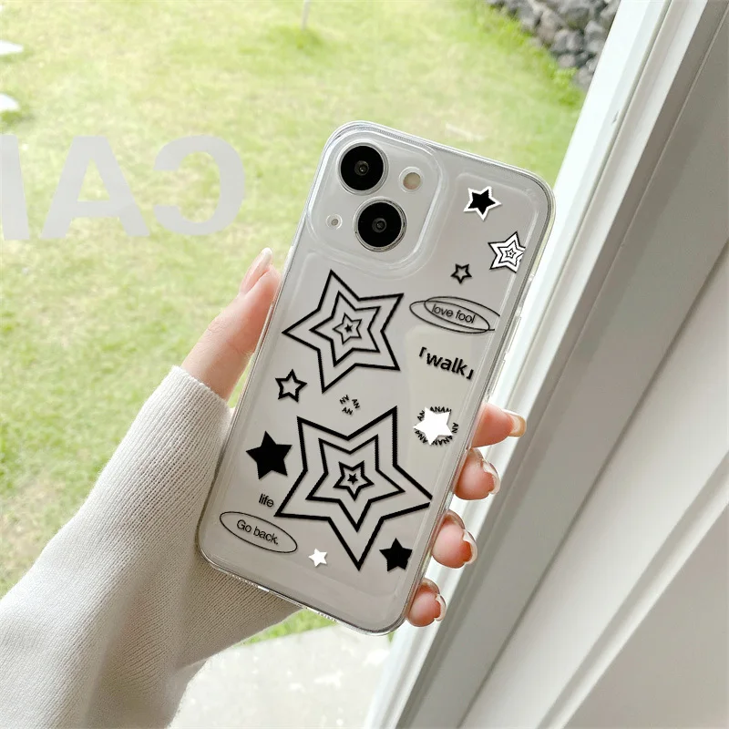 Black White Star Case For Xiaomi Mi 11T 11 13 10T Pro Case Mi 11 12 10T Lite 12T 11i Funda For Poco X3 X5 X4 Pro F4 F3 TPU Cover