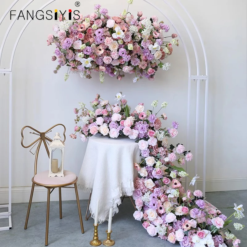 

suspended ceiling Floral Wedding Backdrop Decor Table Runner Flower Event Flower Row Window Display Party Backdrop decor prop