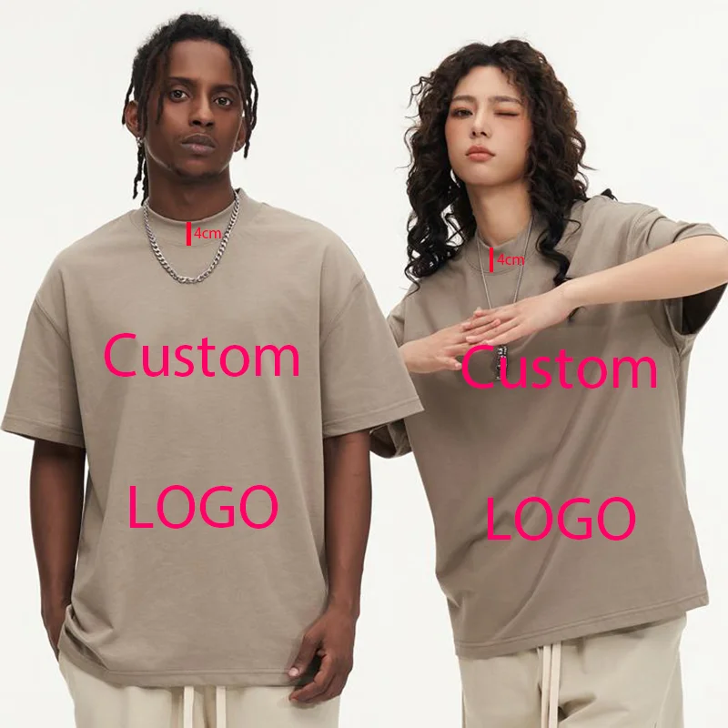 

Изготовленное на заказ логотип с изображением 280 г/м2 4 см, футболка с высоким толстым вырезом, мужская футболка с заниженными плечами, оверсайз, повседневная, с круглым вырезом, базовая, высокое качество, тяжелый вес