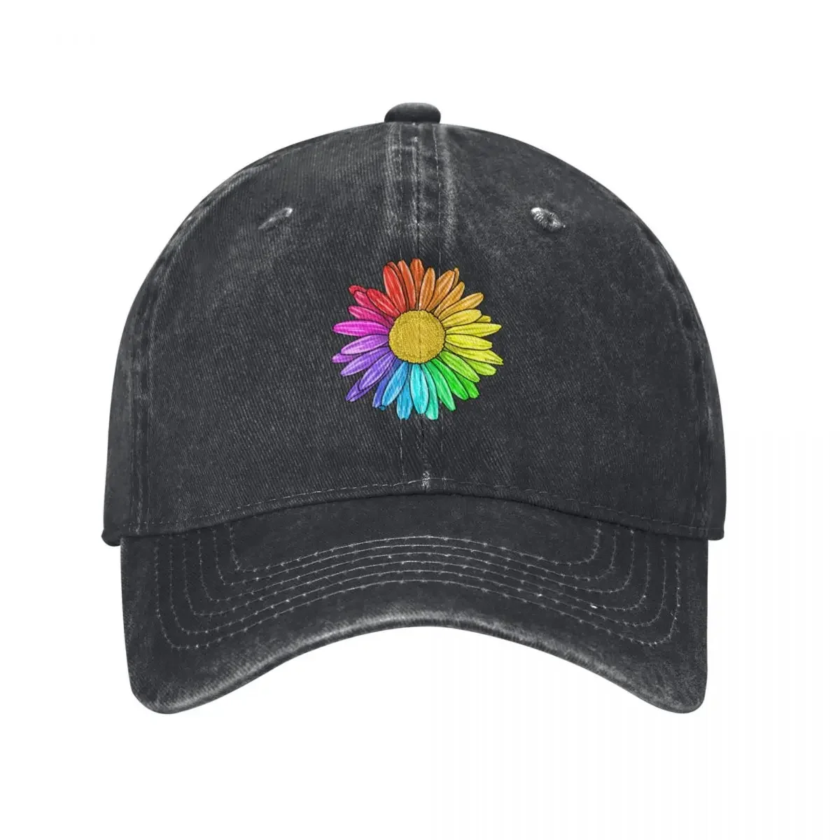 

Rainbow Daisy Baseball Cap Horse Hat Vintage Luxury Woman Men's