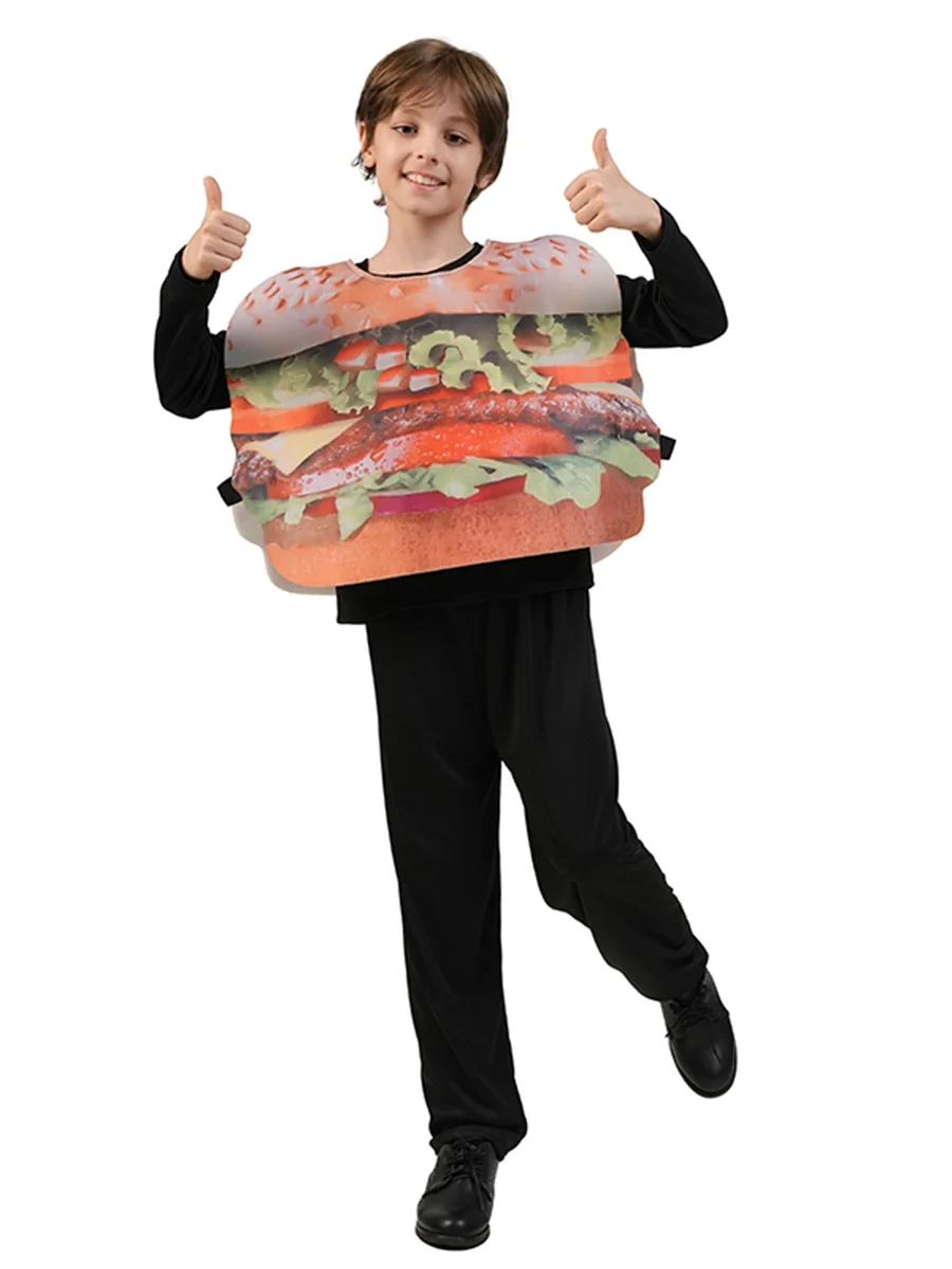 adult performance Food Role Hamburger Cosplay Beef Burger Costume Outfit Funny for Adult Halloween