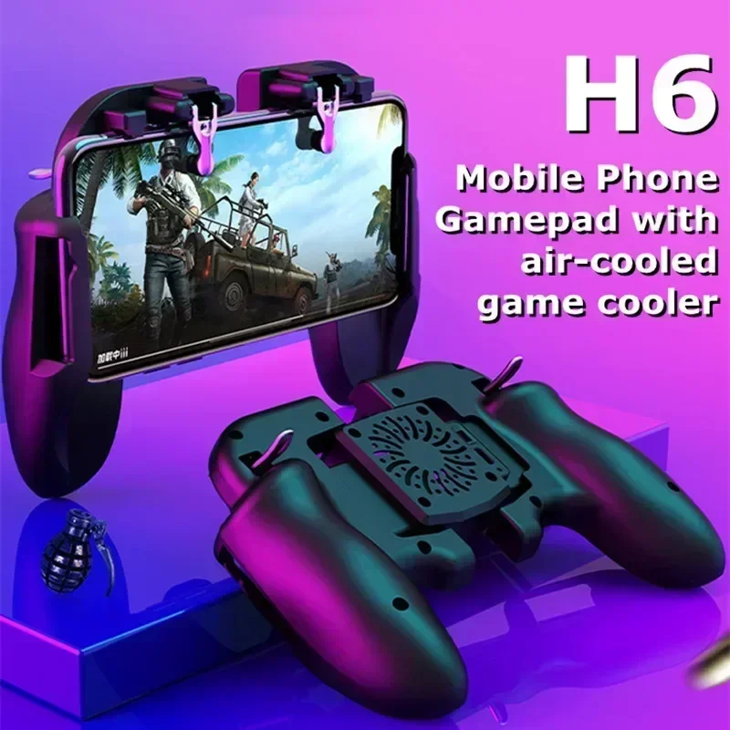 

H6 Mobile Phone 4 Finger ABS Gamepad Joystick Controller for PUBG Aim Shooting Game Handle for IPhone Android Gaming Accessories