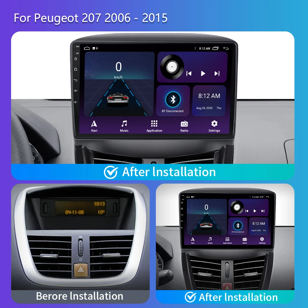 2Din Android 13 per Peugeot 207 207CC 2006 - 2015 autoradio lettore Video multimediale navigazione GPS CarPlay Stereo autoradio WiFi