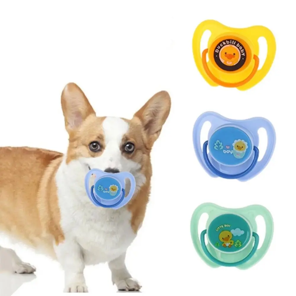 Cartoon Pet Silicone Pacifier Bite Resistant with Cover Dog Sleeping Pacifier Soft Pet Calming Pacifier for Dogs Cats
