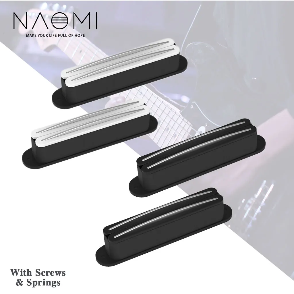 

NAOMI 2pcs Mini Rail Humbucker Guitar Pickups Single-Coil-Sized Guitar Humbucker Pickup Black/White For ST TL Electric Guitar