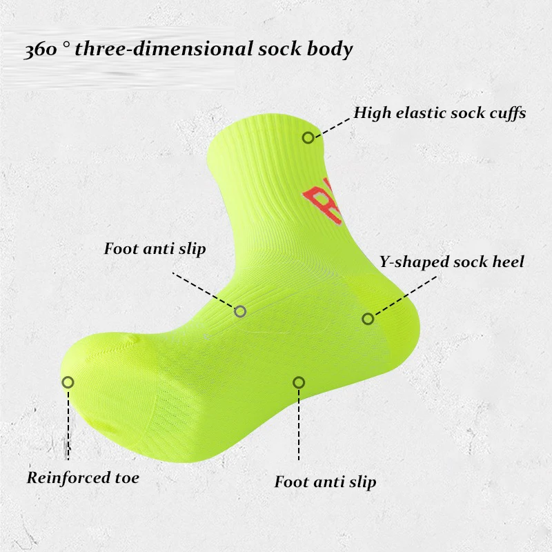 Running Socks Unisex Men Women Middle Tube Quickly Dry Outdoor Sports Marthon Bike Riding Fitness Training Crew Socks