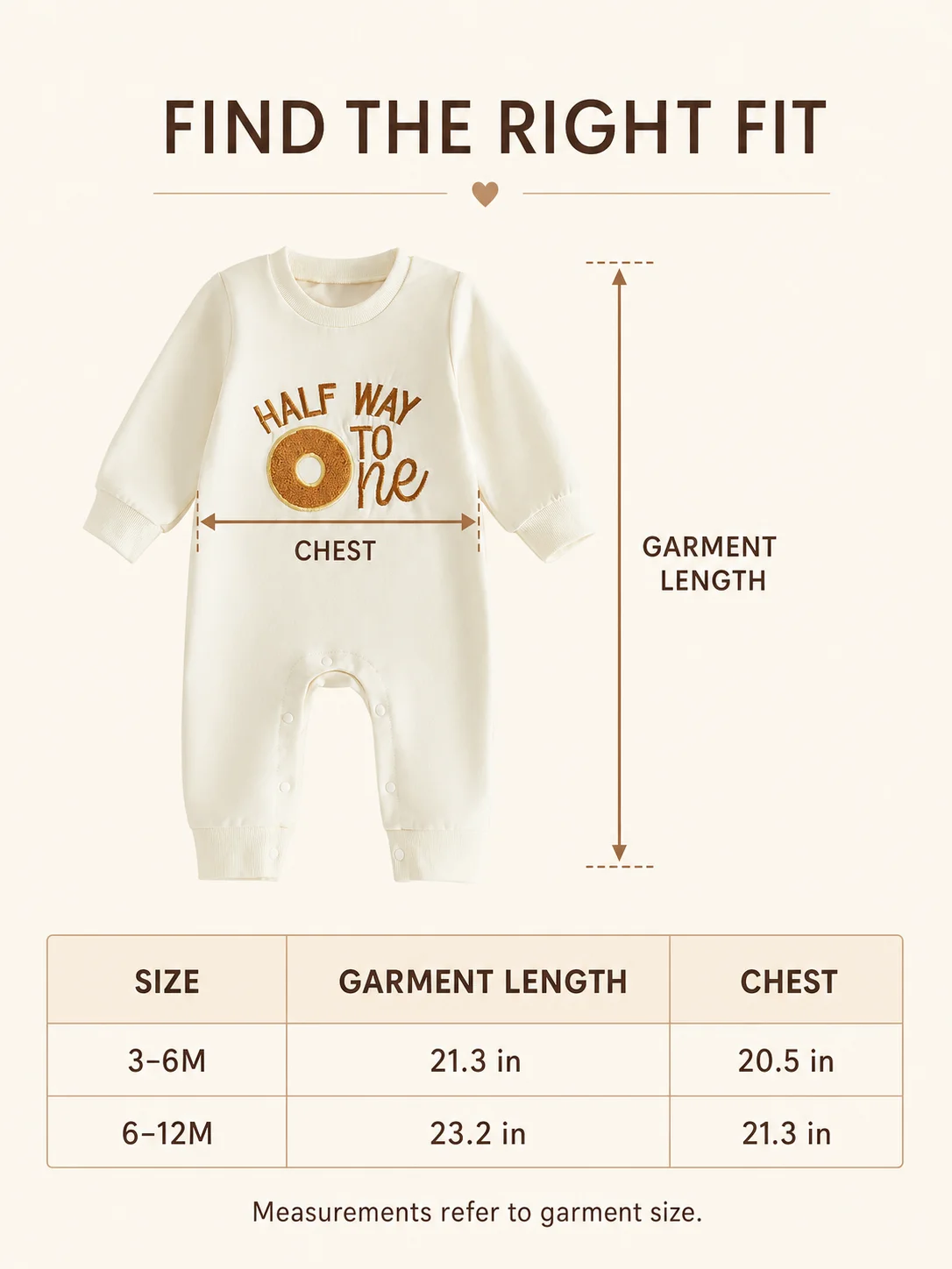 Baby Half Birthday Romper Jumpsuit Long Sleeve Crew Neck Donut Embroidery Snap Crotch Infant One‑Piece Outfit For 3‑12M 6