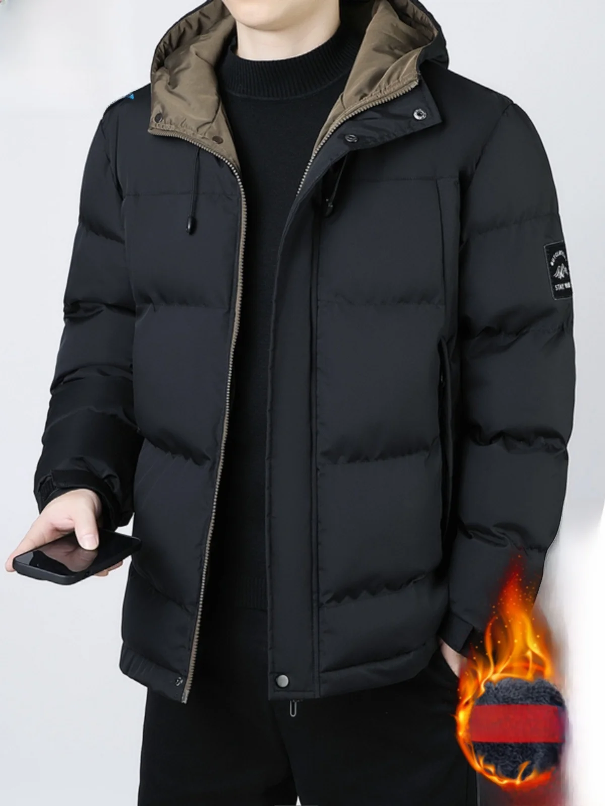 

Paul Winter down Jaet Men's Trendy Hooded Coat Thiened Warm Cotton Padded Leisure Casual Faion Urban Sle Zipper Closure