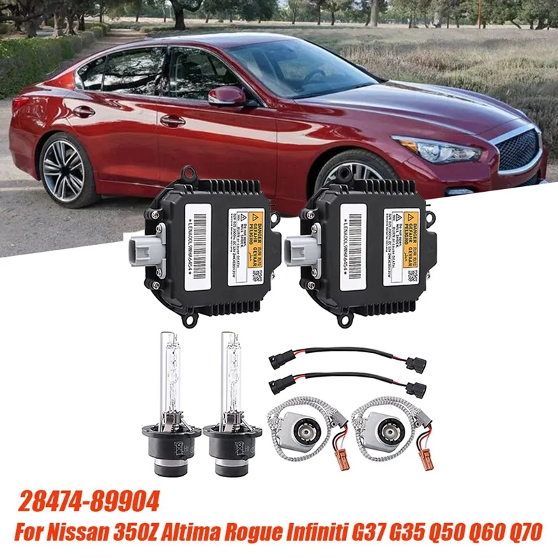 Kit de balasto de xenón con cabezal de encendedor de cable de bombilla, piezas para Nissan 350Z Altima Rogue Infiniti G37 G35 Q50 Q60 Q70, 28474-89904, 2 uds.