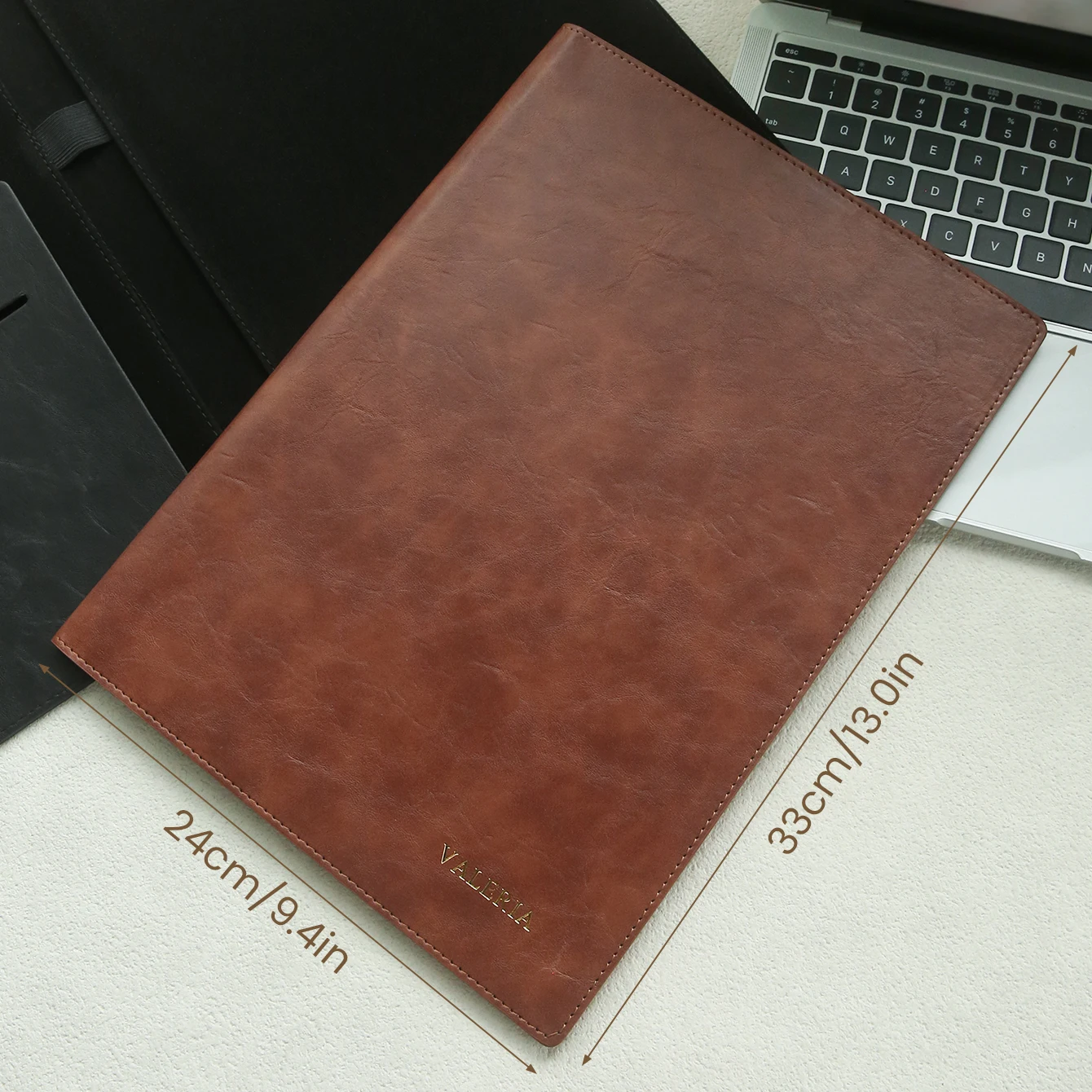 Custom Name A4 Portfolio Customized Engraved Retro Vegan Leather Portfolio with Pen Holder Magnetic Clipboard Portfolio
