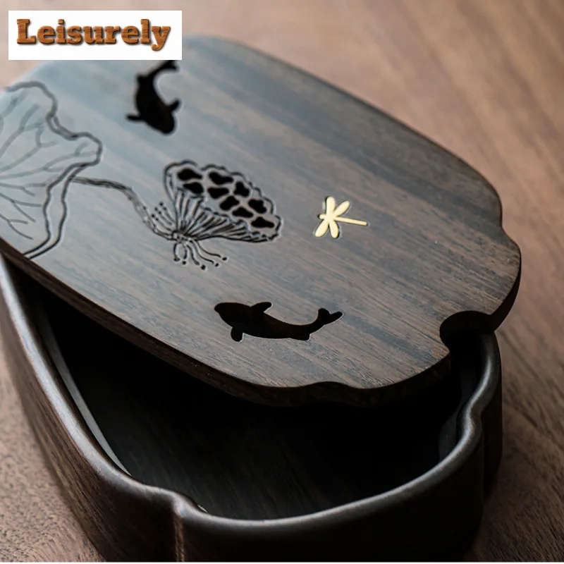 Fish Play Lotus Pond Tea Tray Walnut Wood Water Storage Drainage Dry Soaking Platform Solid Wood Pot Bearing Holder Tea Table - Image 6