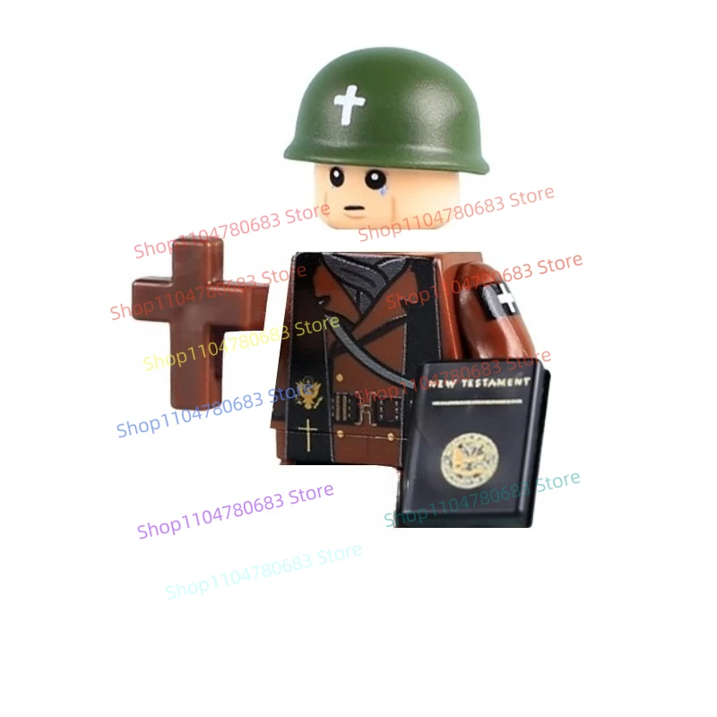 MOC New Military Building Block Doll Mini Doll World War II Priest Soldier Toy Gift Ornaments Collection