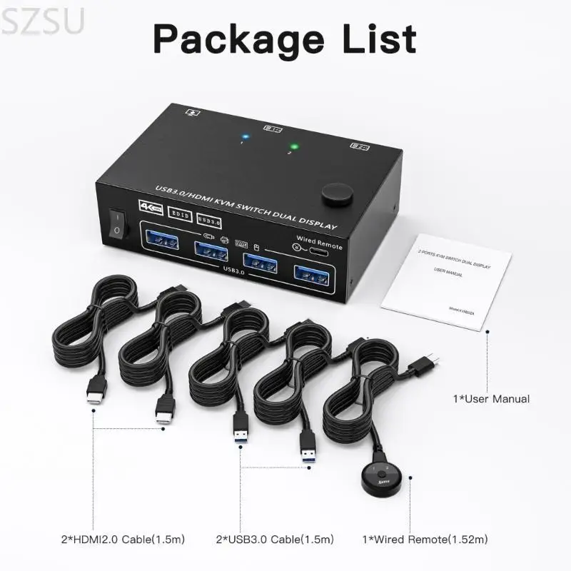 

SZSU USB-порт высокого разрешения с высоким разрешением KVM-переключатель Общие клавиатуры, мышь