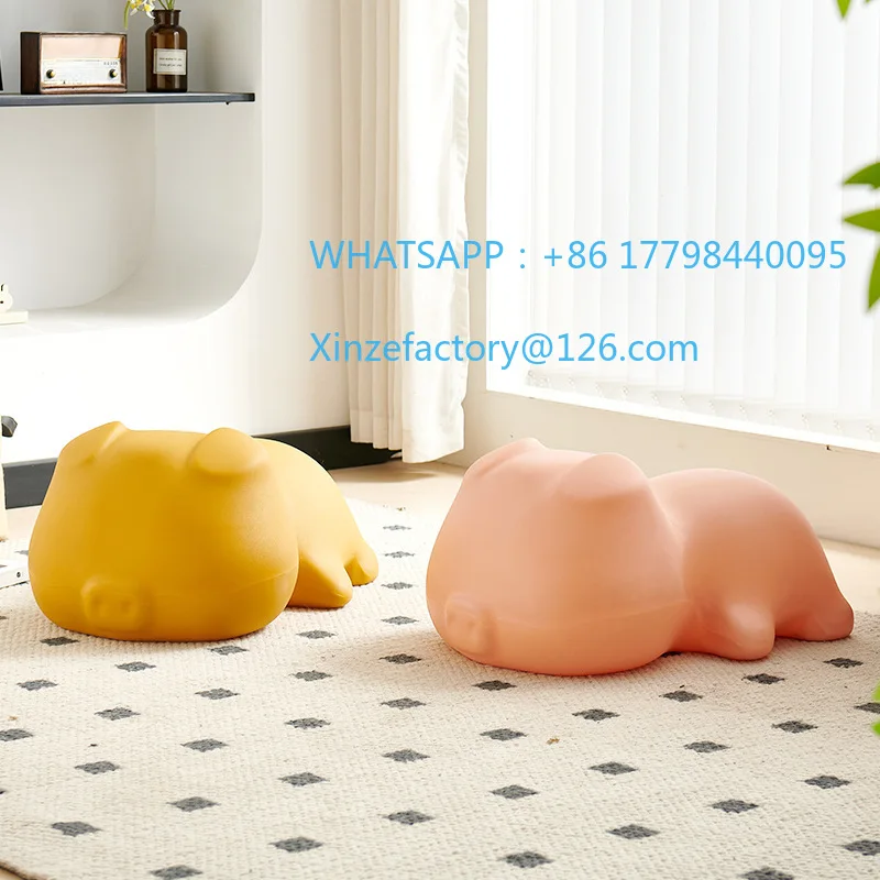 تخصيص كريم نمط غرفة المعيشة المنزلي لطيف خنزير خنزير زخرفة كرسي باب الأحذية تغيير البراز #1