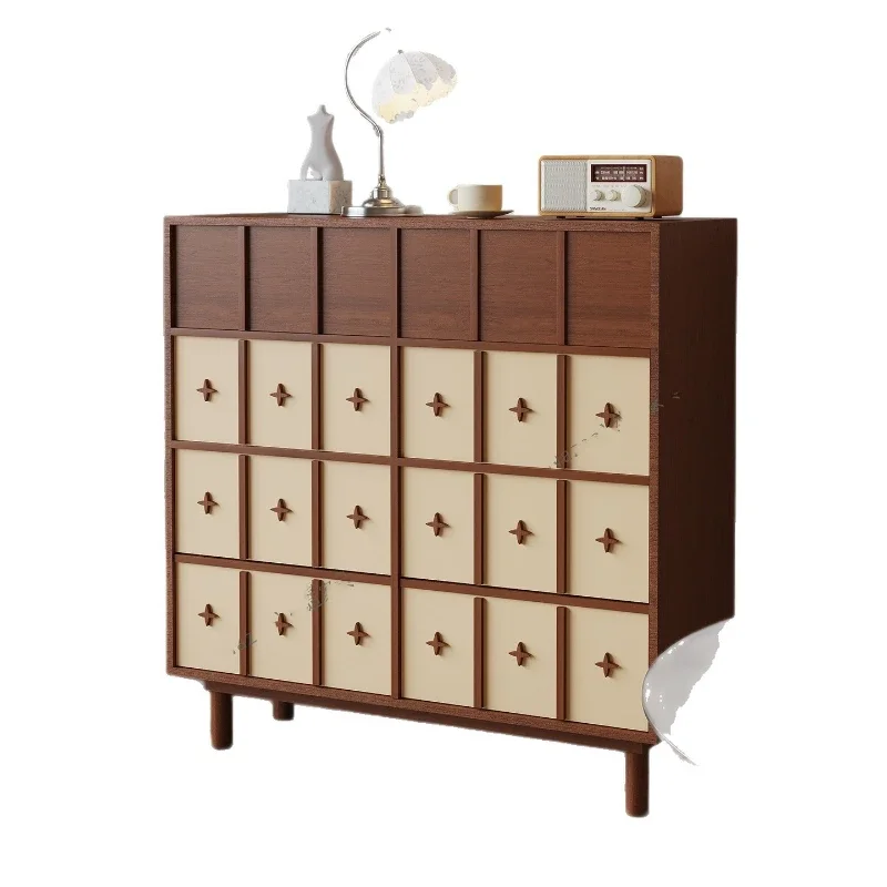 

Solid wood eight-bucket cabinet, living room wall locker, retro sofa storage, bedroom bedside cabinet