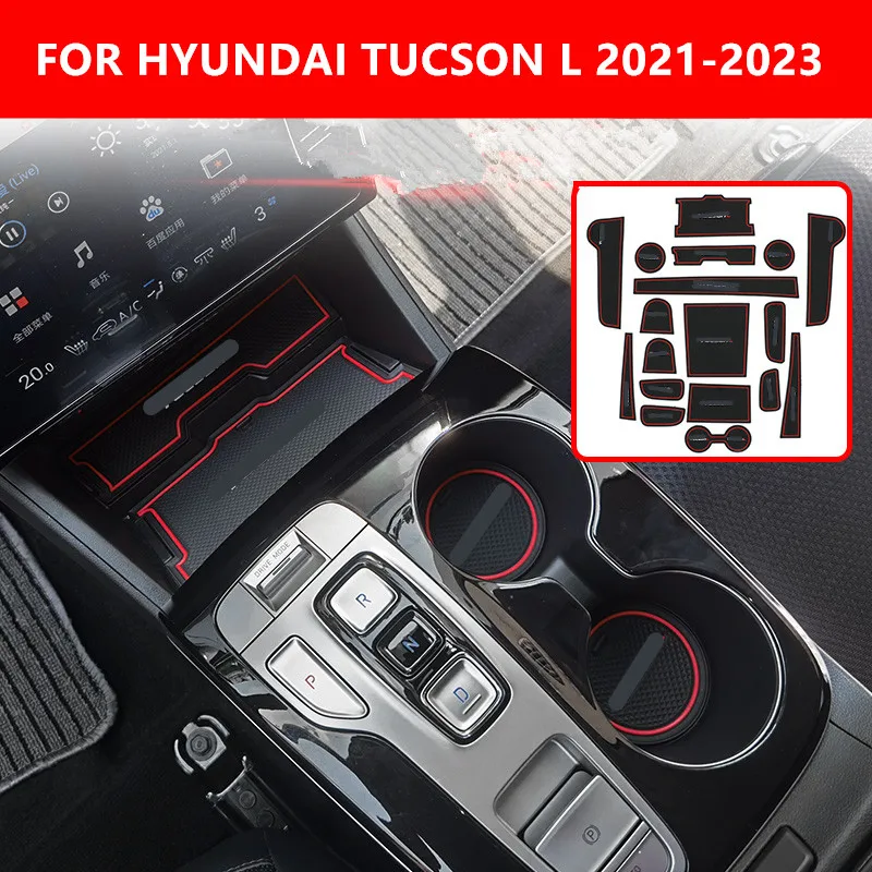 Tapete antiderrapante para Hyundai Tucson L, almofada de sulco especial, montanha-russa de água especial, slot de armazenamento para modificação interior, 2021-2023