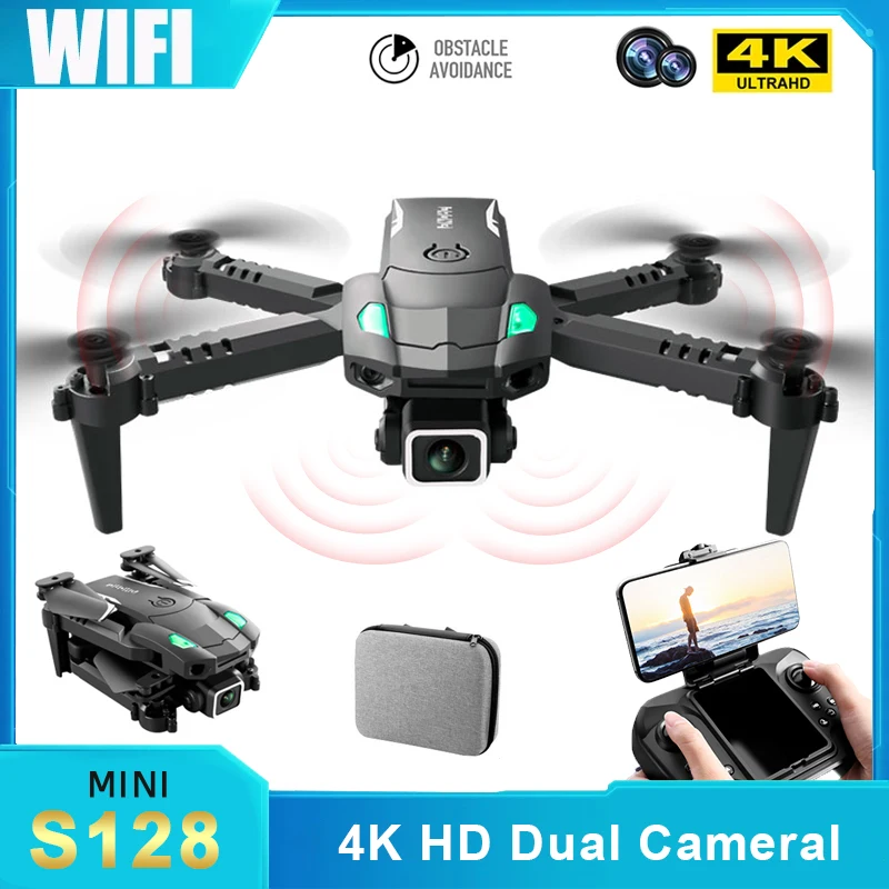 

S128 Mini Drone 4K HD Camera Three-sided Obstacle Avoidance Air Pressure Fixed Height Professional Foldable Quadcopter Toys