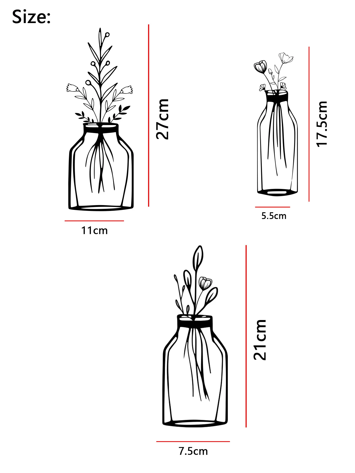 3 قطع من الزهور المعدنية السوداء لتزيين الحائط، فن معلق على الحائط على شكل زهور بسيطة، خط تجريدي أسود لمنحوتات فنية جدارية لغرفة النوم
