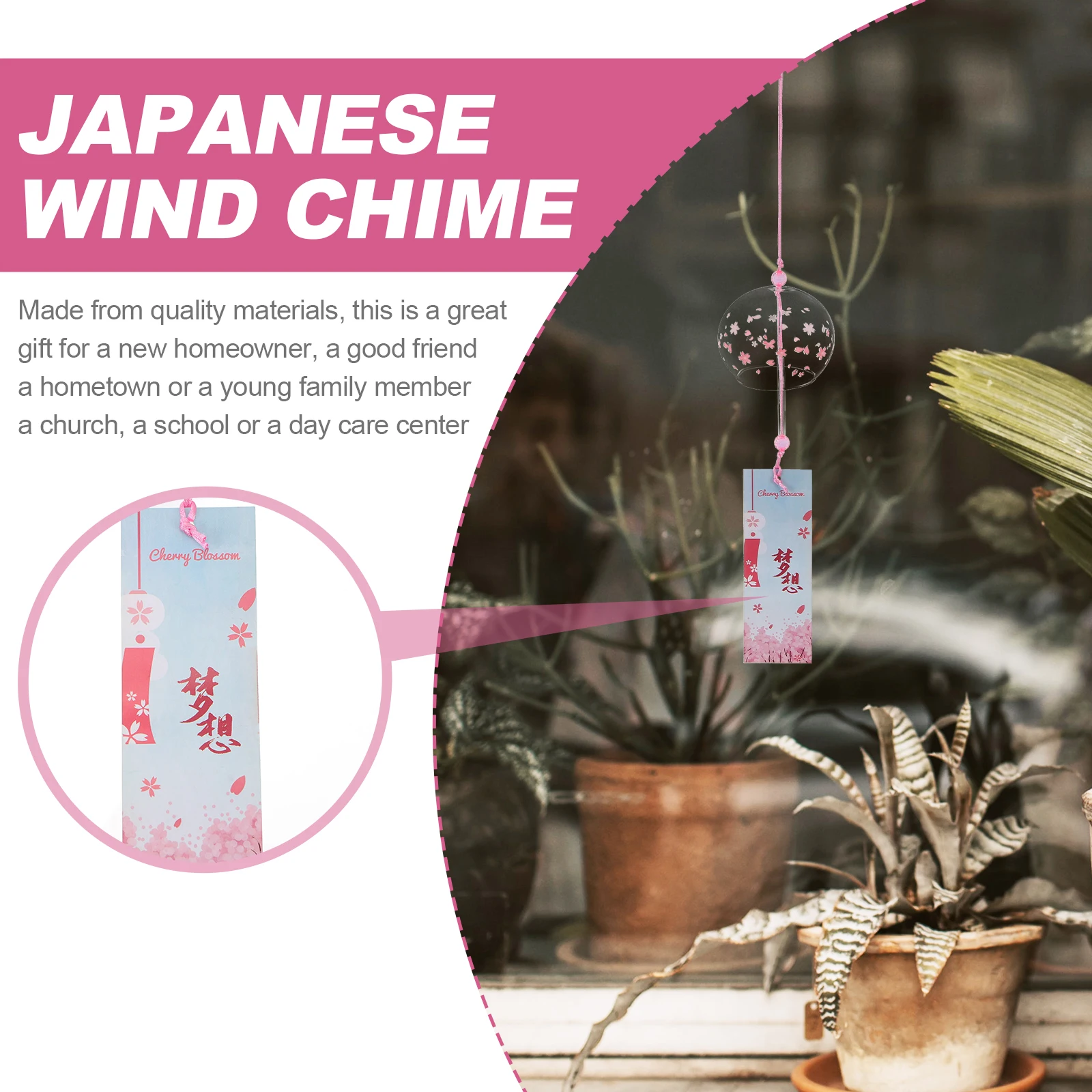 

1Pcs Japanese Glass Wind Chimes for Outside Hanging Wind Bell Ornament Creative Retro Design for Balcony Window Decor