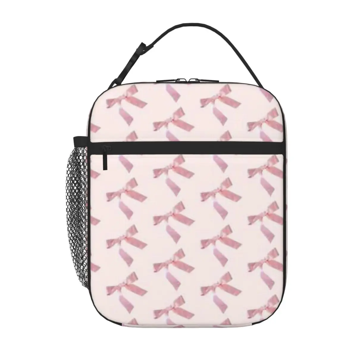 Bestselling Baby Pink Silk Bow Cute Neoprene Lunch Bag Family Picnic Snack Bag