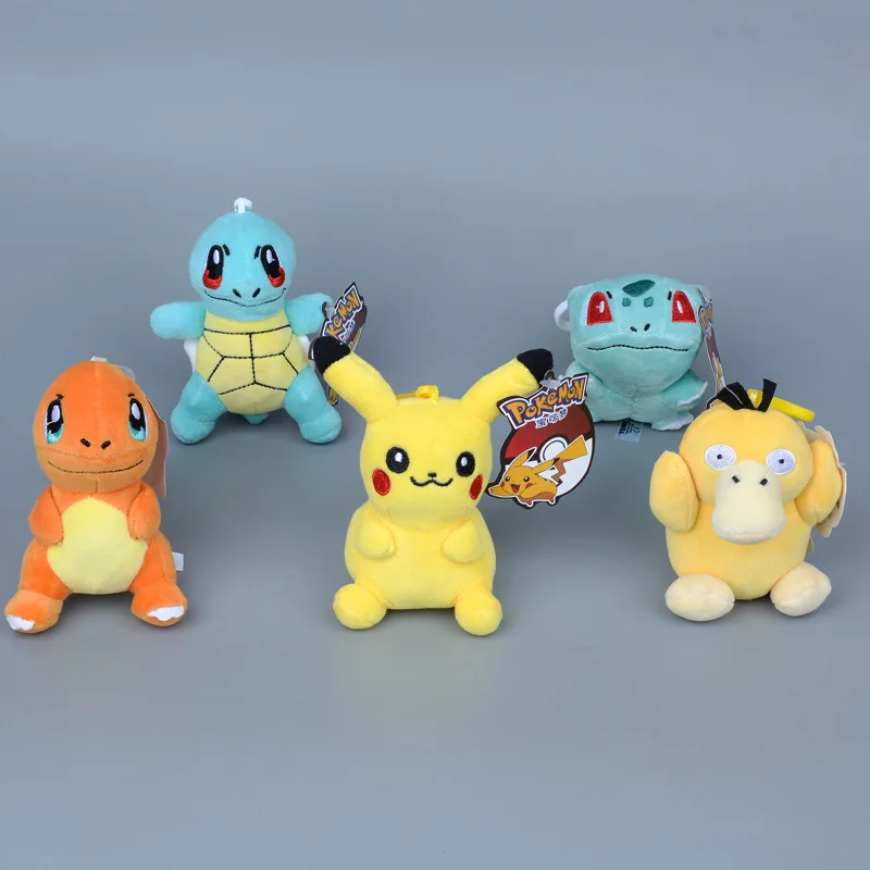 Pokemon Pikachu Plush Doll 12cm Squirtle Charmander Stuffed Bulbasaur Pendant Keychain Plush Gift Toy