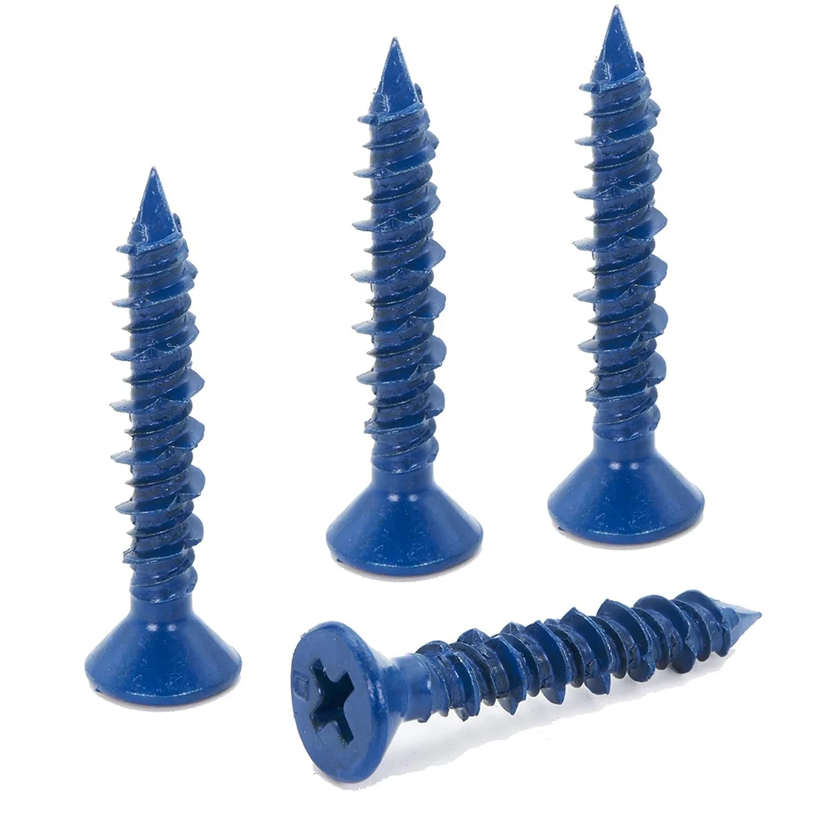 100 Stuks 3/16X1-1/4in Blauw Platte Phillips Betonnen Diamant Punt Schroef Anker Voor Verankering Aan Metselwerk