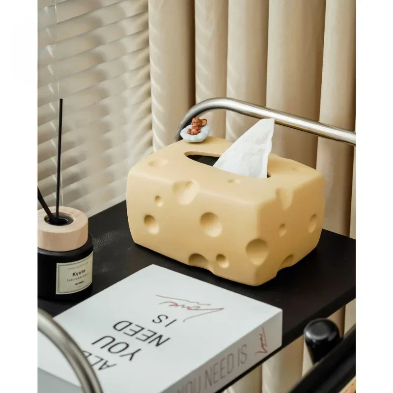 Cream Cheese Ceramic Tissue Boxes, Household Tools, Creative Suction, Living Room, Advanced Sense, Light, Luxury, Decoration