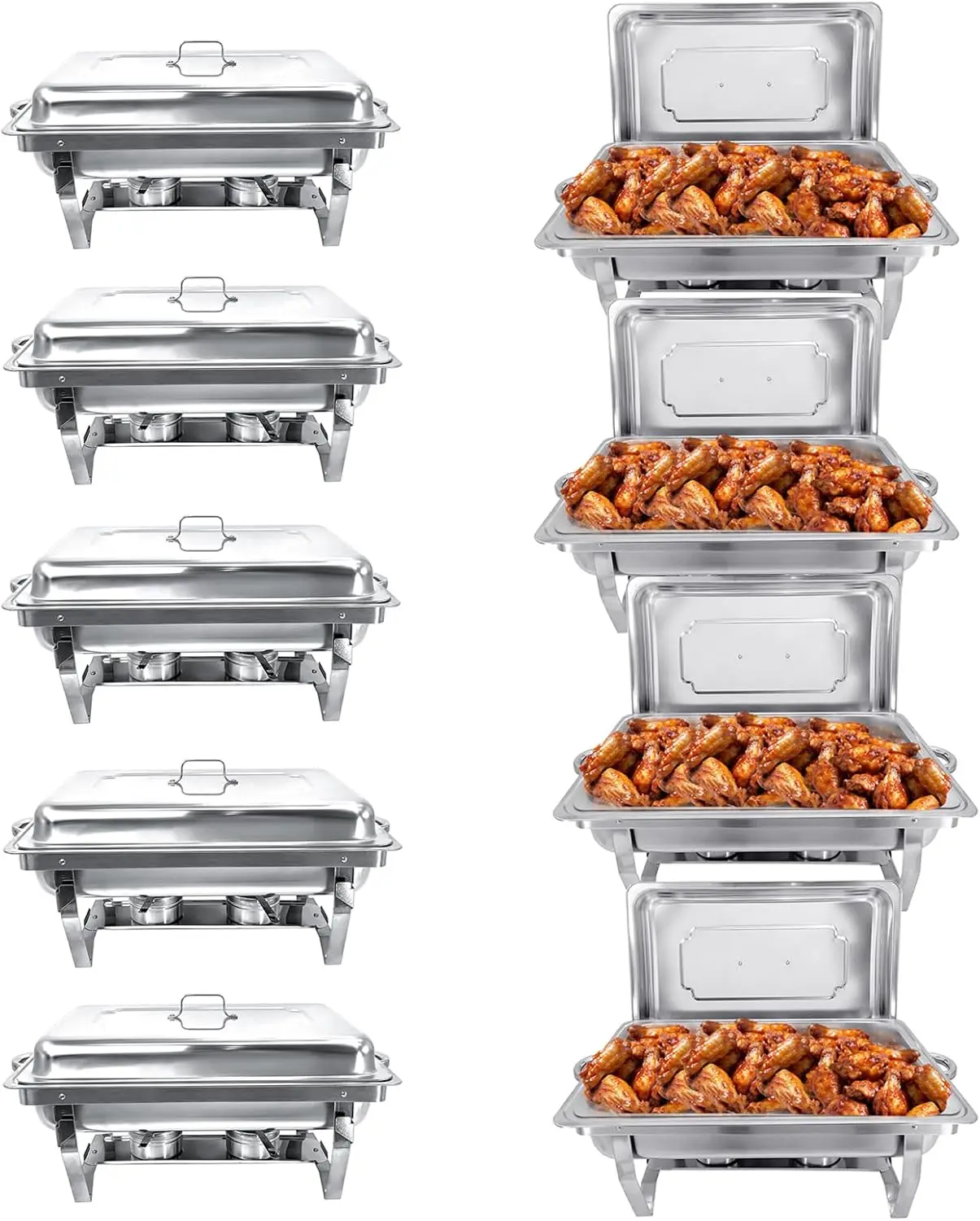 

Chafing Dish Buffet Set (9 Pack) Chafers 8QT Buffet Servers and Warmers, Chaffing Servers with Covers, Catering, Chafer