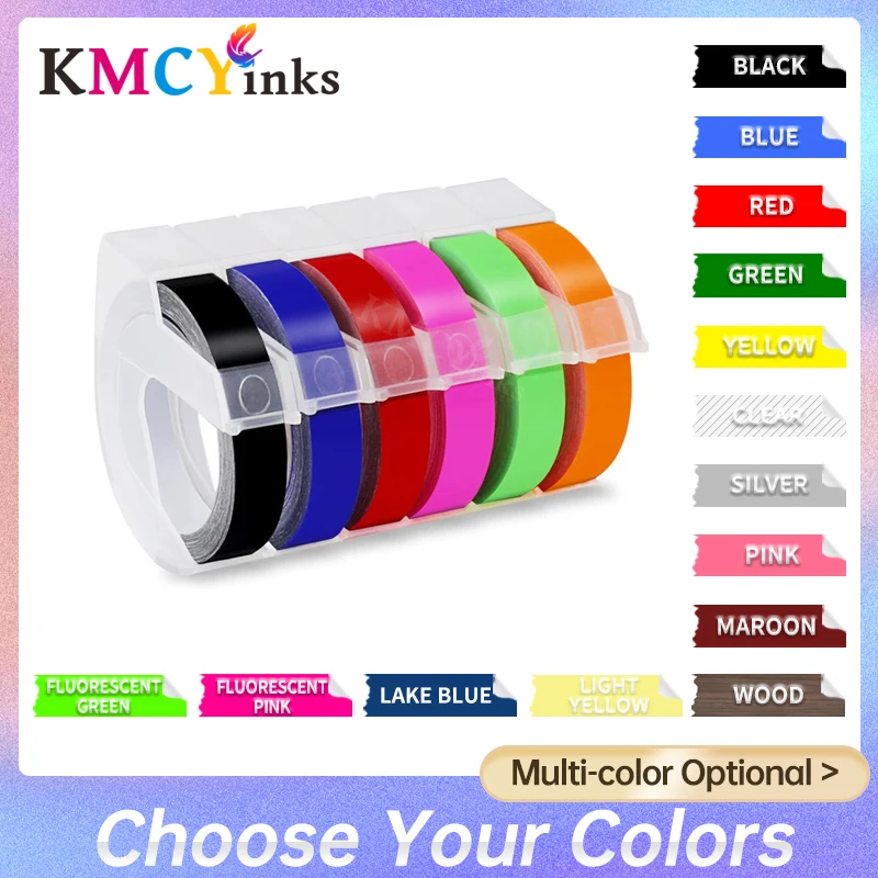 

KMCYinks 1PCS Colorful Tapes Compatible for Dymo 3D Label Tape 9mm Embossing Label Maker for Motex Dymo 1610 1880 Label Printer