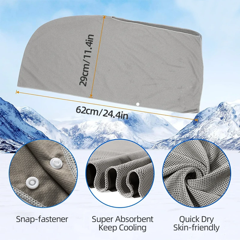Cooling Hoodie Towel- Hood Towel, Cools Instantly When Wet Evaporative Cool Technology, Great for Sports, Fitness, Gym